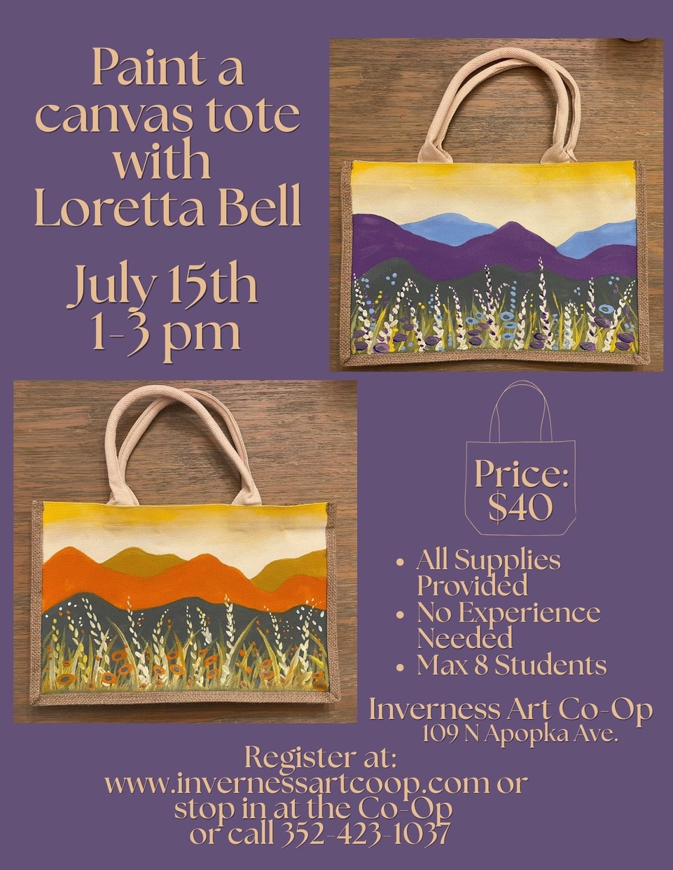 Paint Canvas Tote Bag Workshop