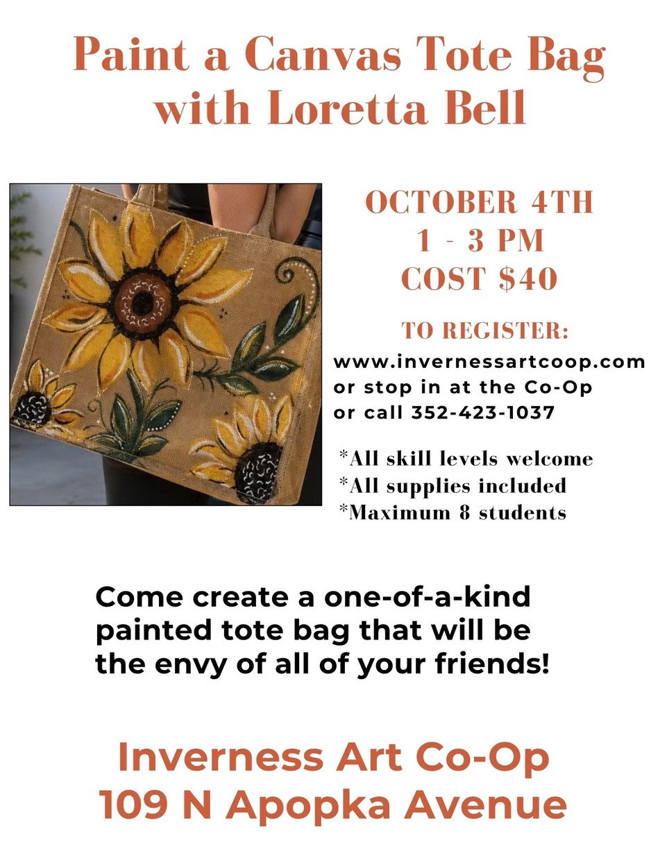 Paint a Canvas Tote Bag Class