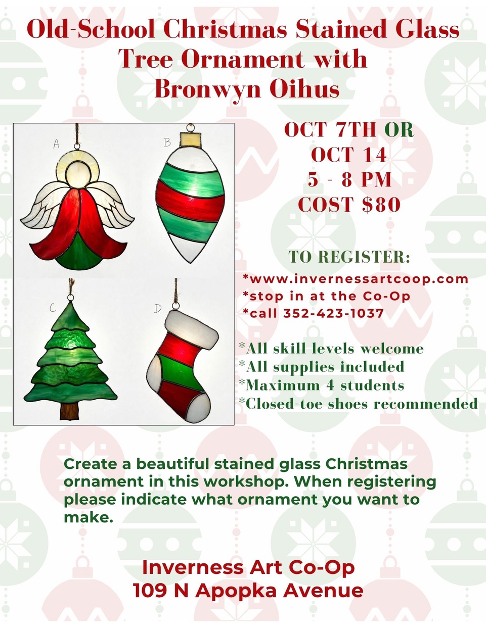 Old Schoole Christmas Stained Glass Ornament