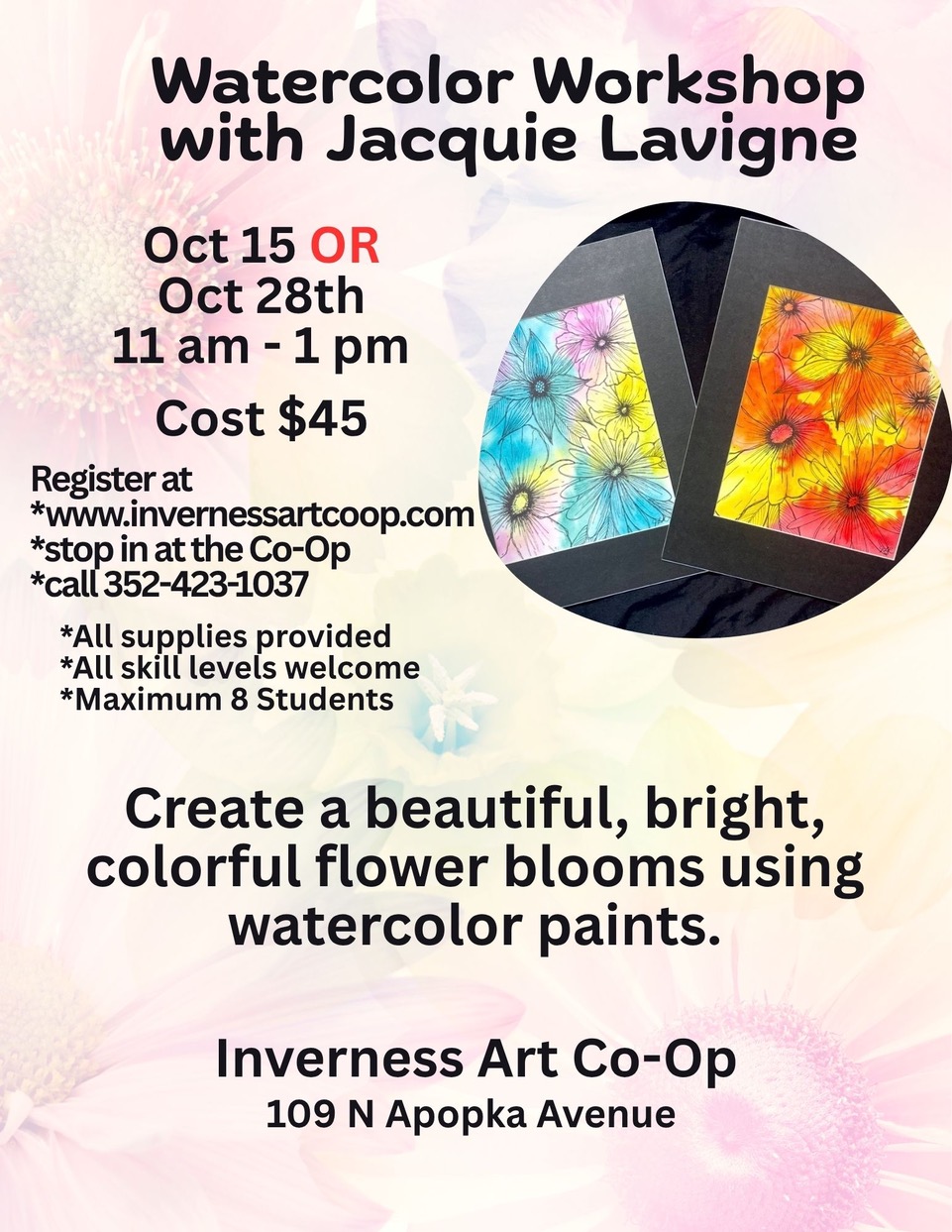 Watercolor Painting Class - Flowers!