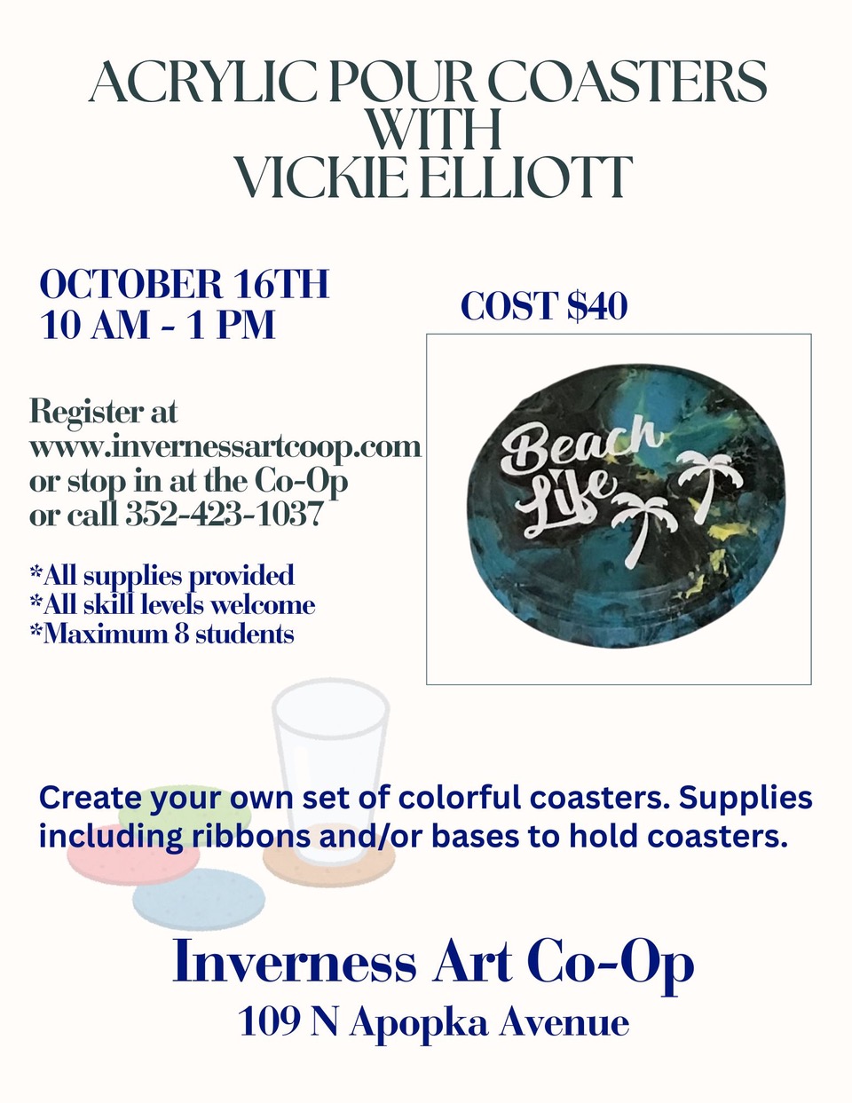 Acrylic Paint Pouring Class - Coasters