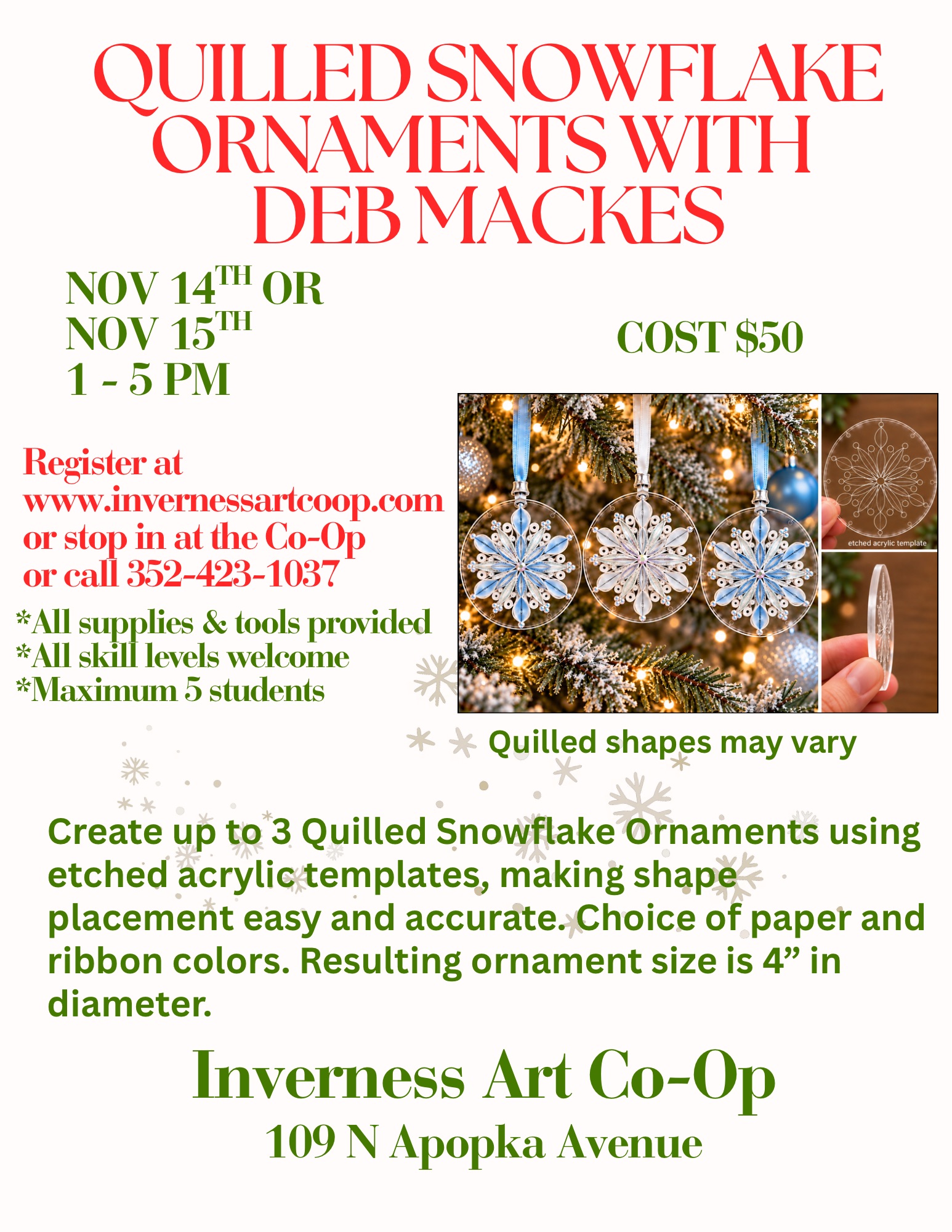 Christmas Ornament Quilling Class!
