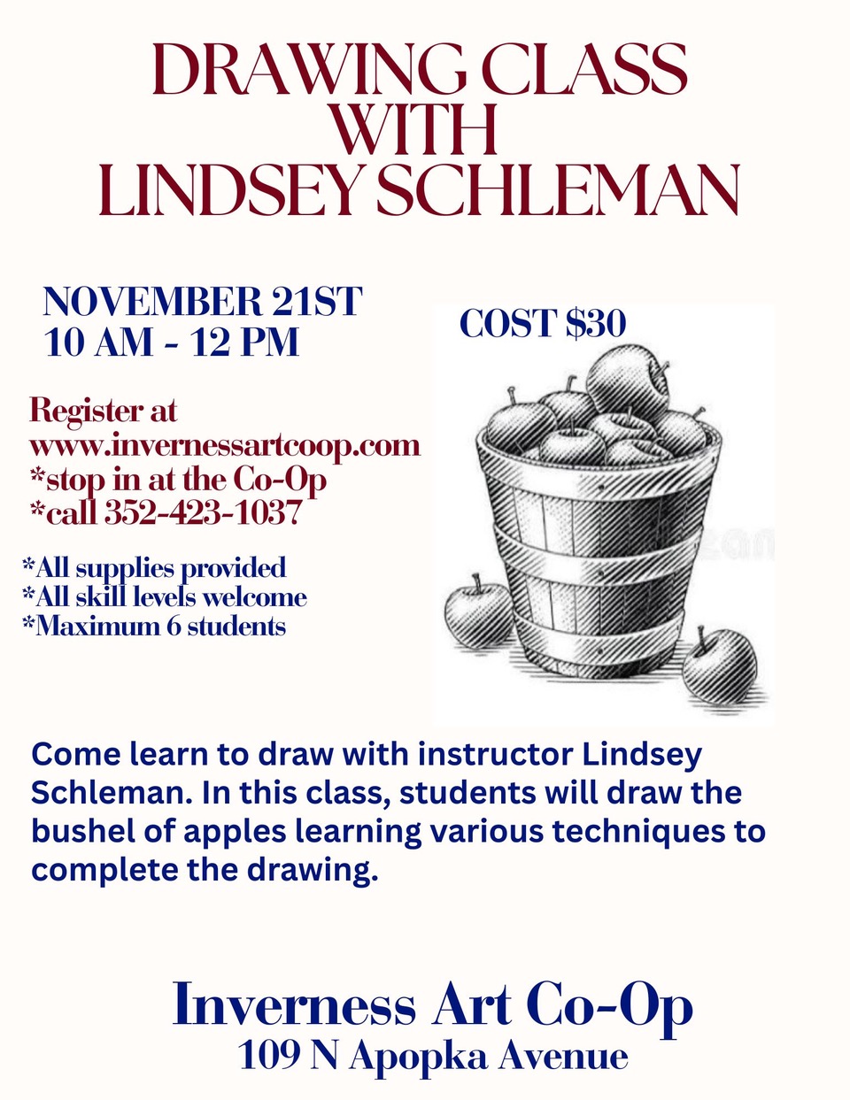 Drawing Class - Apples in a Bucket